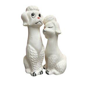 Vintage Loving White Poodle Dog Salt and Pepper Shakers